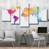 Abstract Watercolor Large World Map, World Map Multi Panels,Canvas Prints Wall Art Home Decor