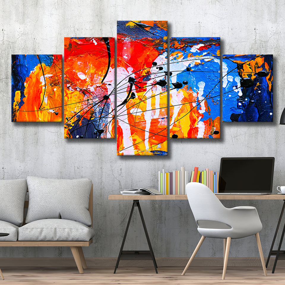Abstract Watercolor 5 Piece Canvas Prints Wall Art Decor, Multi Panels, Mixed Canvas