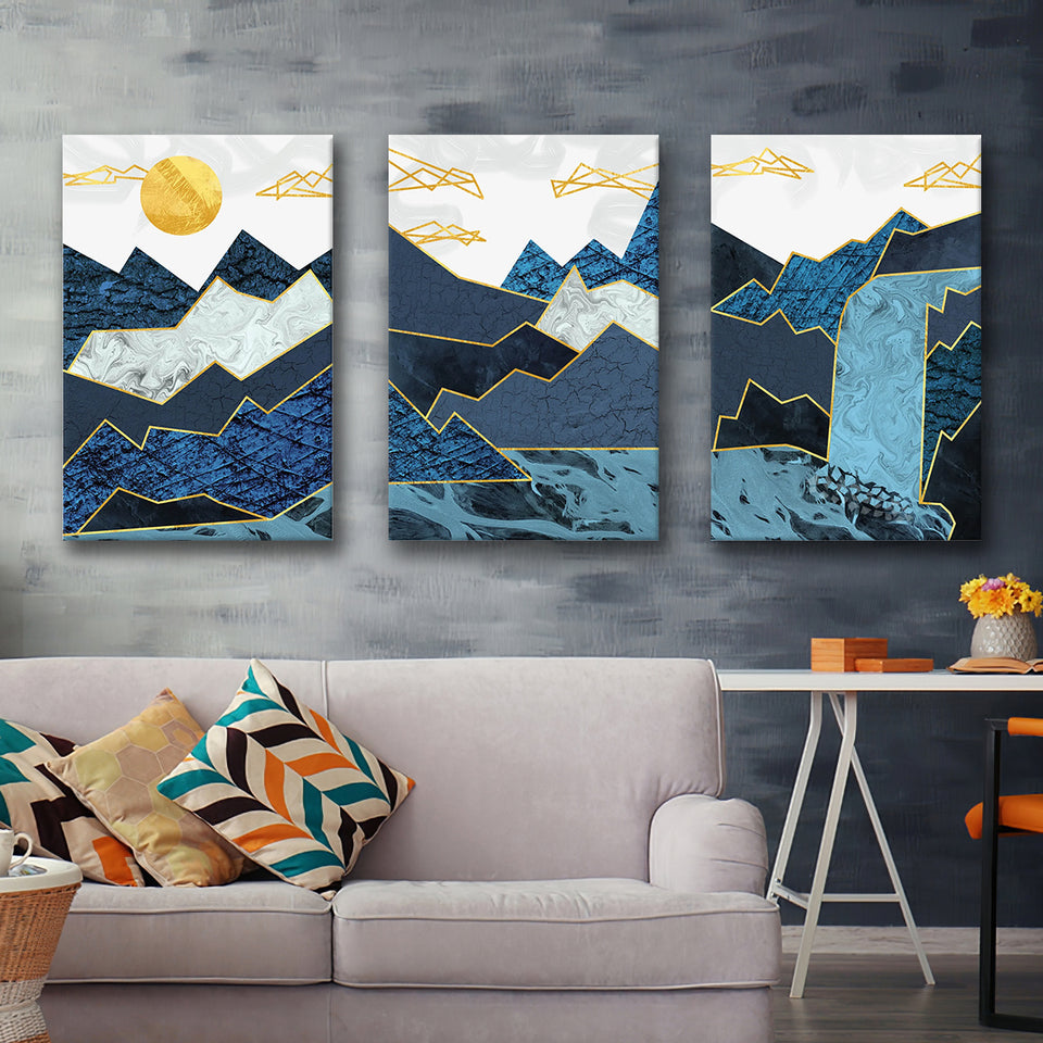 Abstract Waterfall Canvas 2 Set of 3 Piece Canvas Prints Wall Art Decor