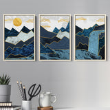 Abstract Waterfall 2 Set of 3 Piece Framed Canvas Prints Wall Art Decor