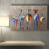 Abstract Zebra Herd Colourful Rears Canvas Prints Wall Art - Painting Canvas, Home Wall Decor, For Sale, Painting Prints