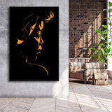 Abstract African Woman Portrait Silhouette Backlight Framed Canvas Prints Wall Art Home Decor, Floating Frame