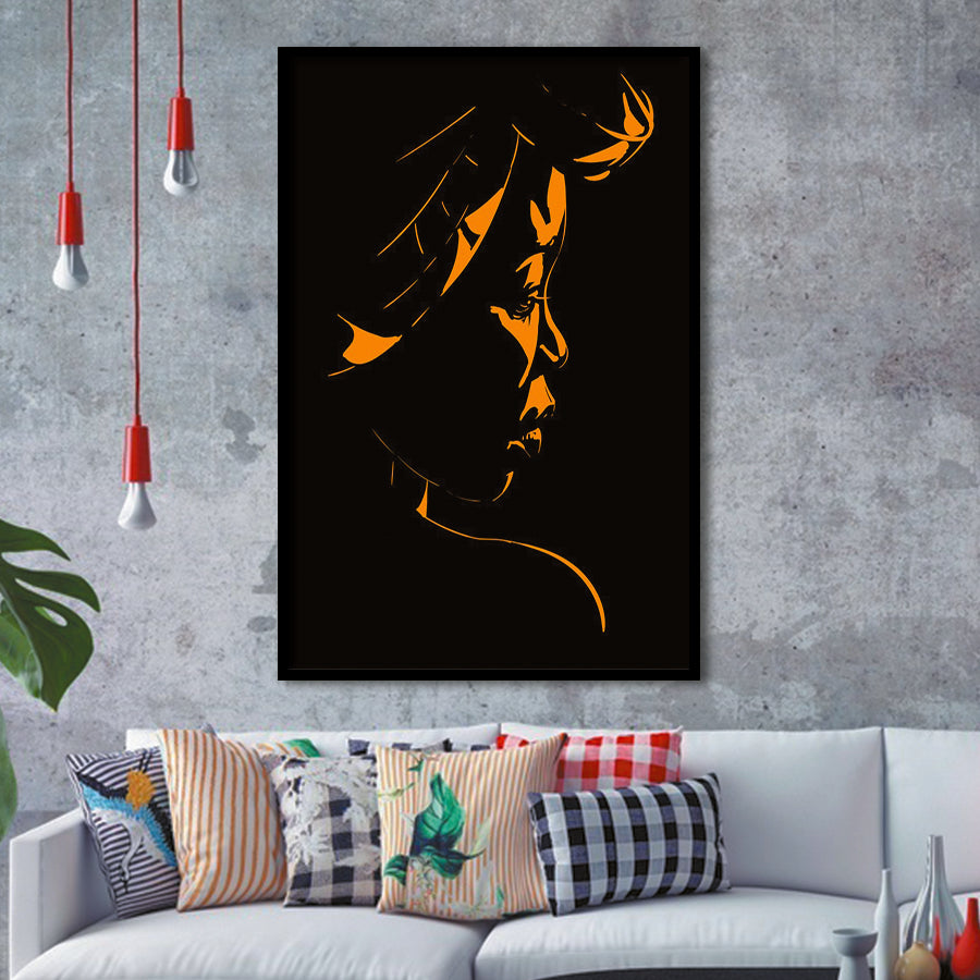 Abstract African Woman Portrait Silhouette Backlight Framed Art Print Wall Art Decor,Framed Picture