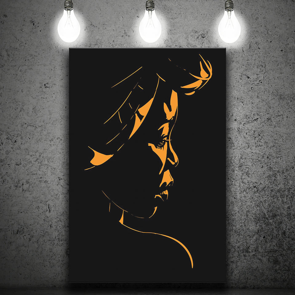 Abstract African Woman Portrait Silhouette Backlight Canvas Prints Wall Art Home Decor
