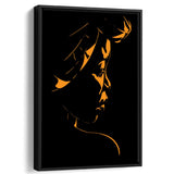 Abstract African Woman Portrait Silhouette Backlight Framed Canvas Prints Wall Art Home Decor, Floating Frame