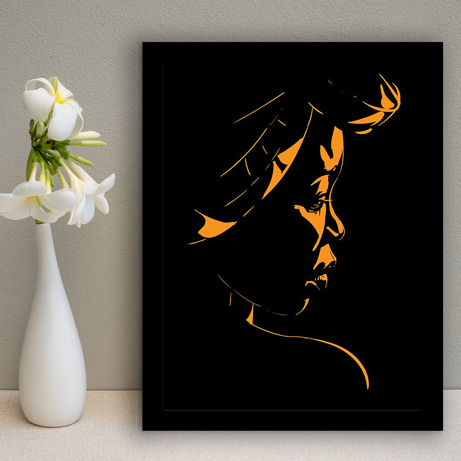 Abstract African Woman Portrait Silhouette Backlight Framed Art Print Wall Art Decor,Framed Picture