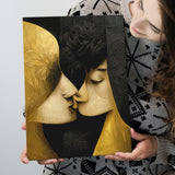Abstract Art Couple Love Kissing Black And Gold Canvas Prints Wall Art - Painting Canvas, Wall Decor, Home Decor
