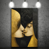 Abstract Art Couple Love Kissing Black And Gold Canvas Prints Wall Art - Painting Canvas, Wall Decor, Home Decor