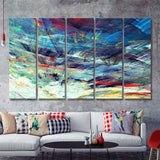 Abstract Beautiful Blue And White Soft Color Winter 5 Pieces Canvas Prints Wall Art - Painting Canvas, Multi Panels, Wall Decor