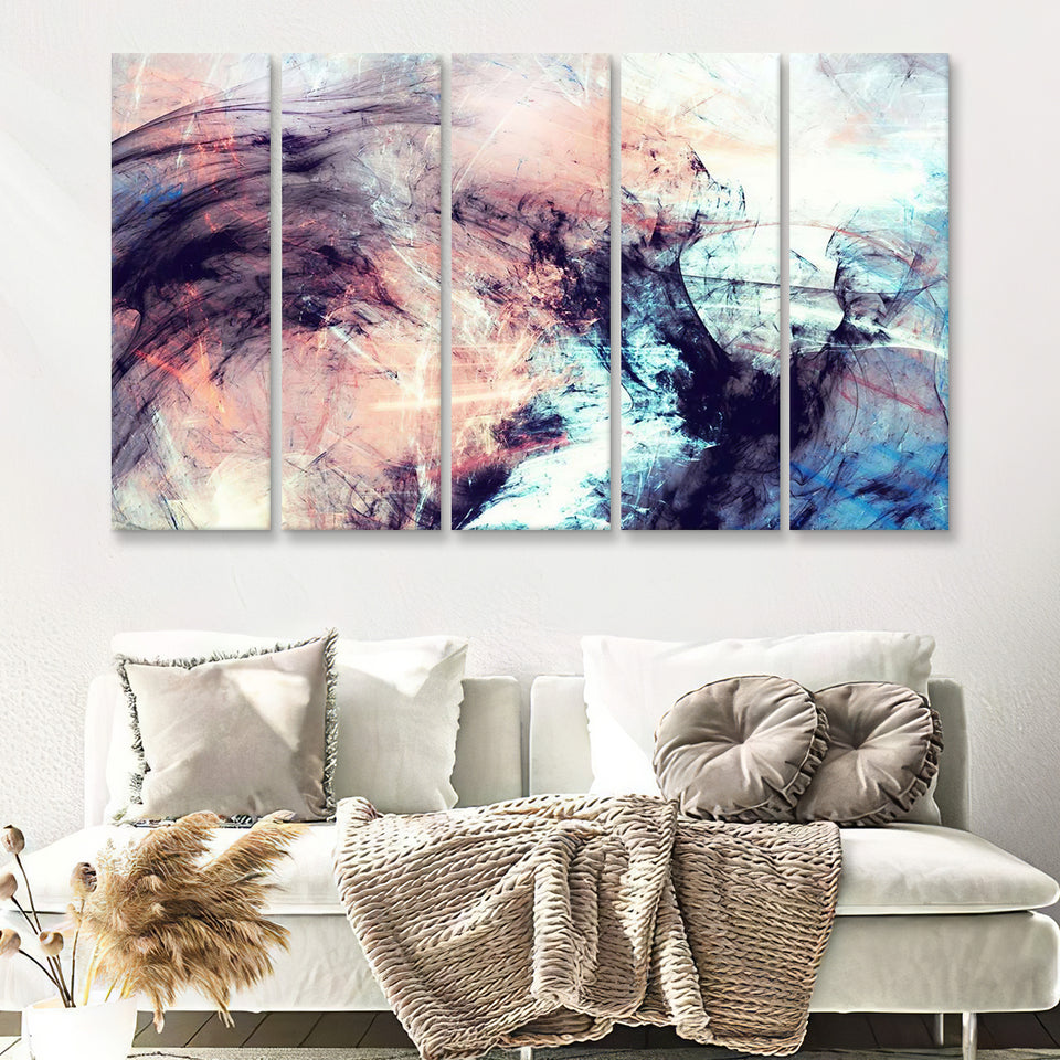 Abstract Color Dynamic Beautiful 5 Pieces Canvas Prints Wall Art - Painting Canvas, Multi Panels, Wall Decor
