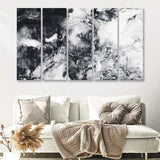 Abstract Hand Painted Black And White Background 5 Pieces Canvas Prints Wall Art - Painting Canvas, Multi Panels, Wall Decor