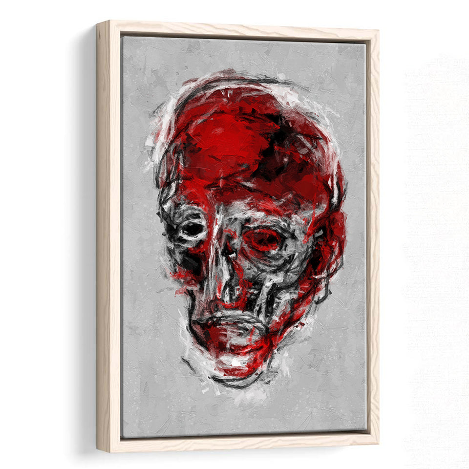 Abstract Red Face Portrait Framed Canvas Prints Wall Art, Floating Frame, Large Canvas Home Decor
