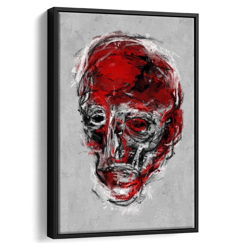 Abstract Red Face Portrait Framed Canvas Prints Wall Art, Floating Frame, Large Canvas Home Decor