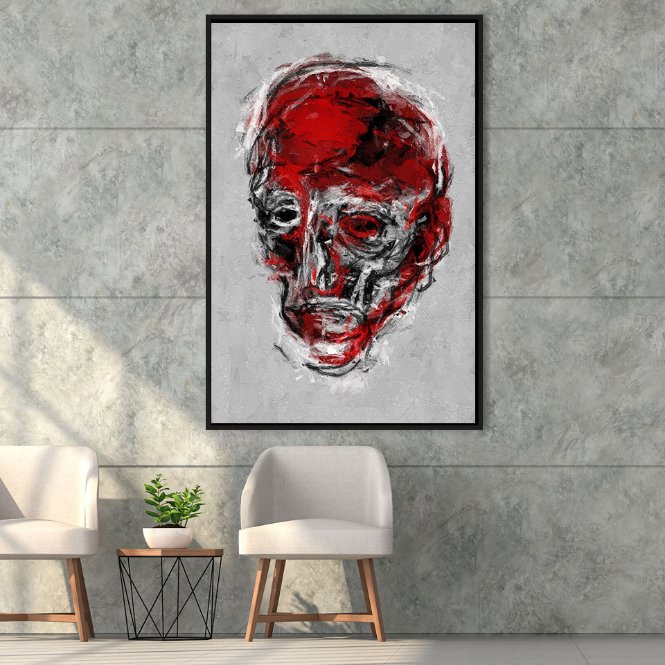 Abstract Red Face Portrait Framed Canvas Prints Wall Art, Floating Frame, Large Canvas Home Decor