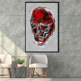 Abstract Red Face Portrait Framed Canvas Prints Wall Art, Floating Frame, Large Canvas Home Decor
