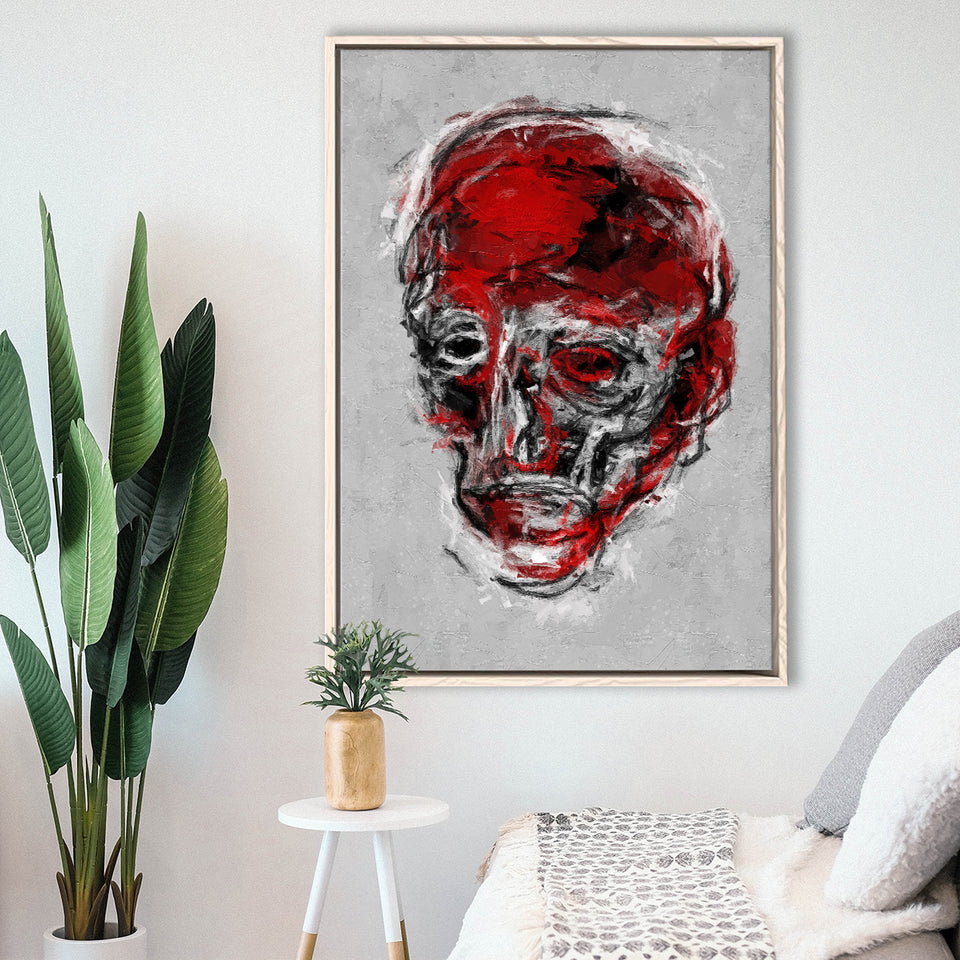 Abstract Red Face Portrait Framed Canvas Prints Wall Art, Floating Frame, Large Canvas Home Decor