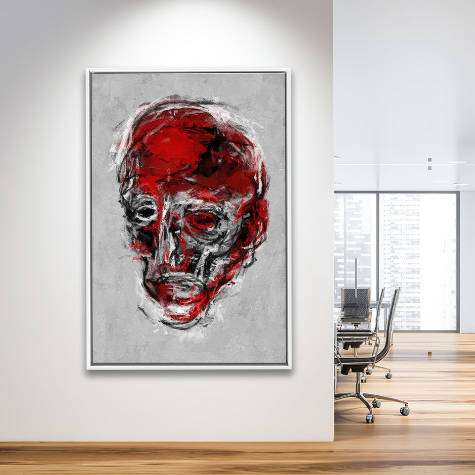 Abstract Red Face Portrait Framed Canvas Prints Wall Art, Floating Frame, Large Canvas Home Decor