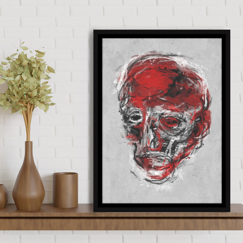 Abstract Red Face Portrait Framed Canvas Prints Wall Art, Floating Frame, Large Canvas Home Decor