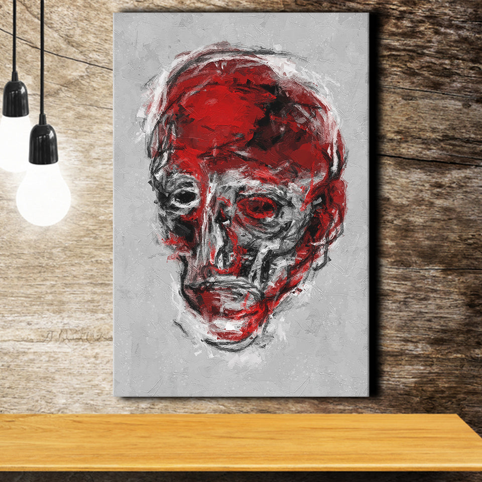 Abstract Red Face Portrait Canvas Prints Wall Art, Home Living Room Decor, Large Canvas