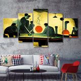 Abstract Vintage Billiards Player Room V2 5 Piece Multi Panels Canvas Prints Wall Art - Painting Canvas,Wall Decor