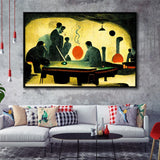 Abstract Vintage Billiards Player Room V2 Framed Canvas Prints Wall Art - Painting Canvas,Framed Picture,Home Art Wall Decor