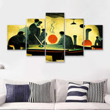 Abstract Vintage Billiards Player Room V2 5 Piece Multi Panels Canvas Prints Wall Art - Painting Canvas,Wall Decor