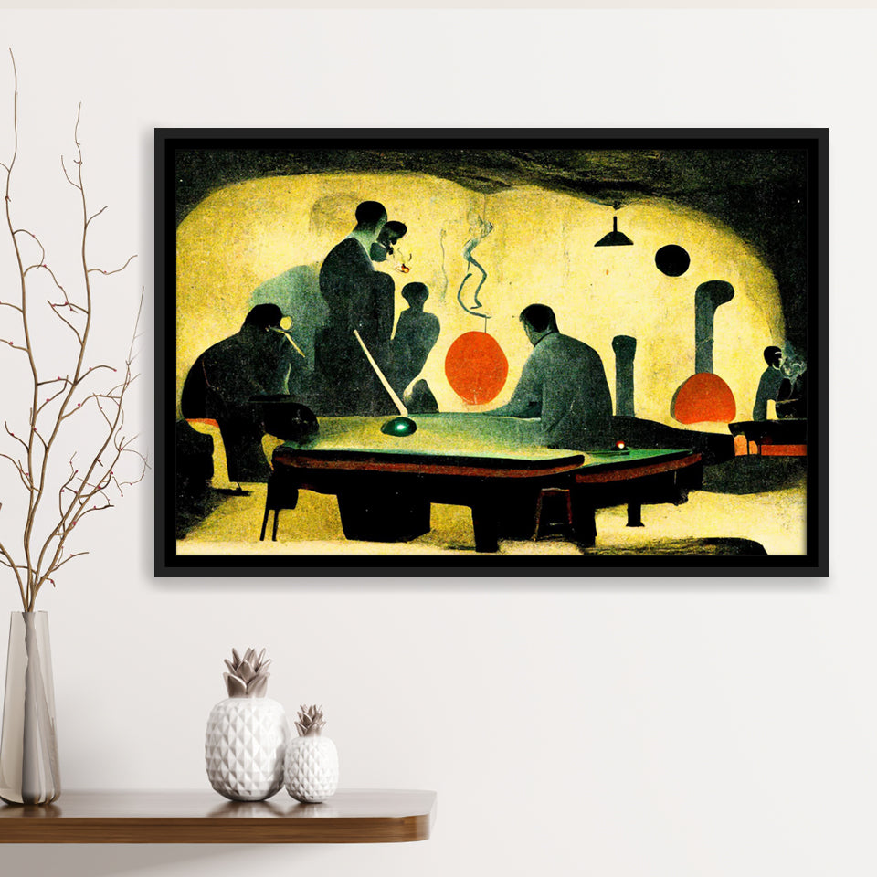 Abstract Vintage Billiards Player Room V2 Framed Canvas Prints Wall Art - Painting Canvas,Framed Picture,Home Art Wall Decor