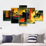 Abstract Vintage Billiards Player Room 5 Piece Multi Panels Canvas Prints Wall Art - Painting Canvas,Wall Decor