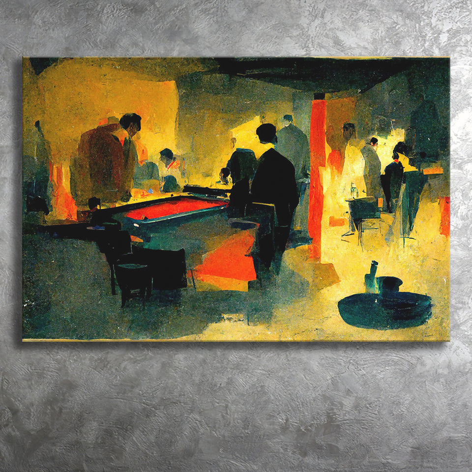 Abstract Vintage Billiards Player Room Canvas Prints Wall Art - Painting Canvas,Wall Decor,Art Print,Home Decor