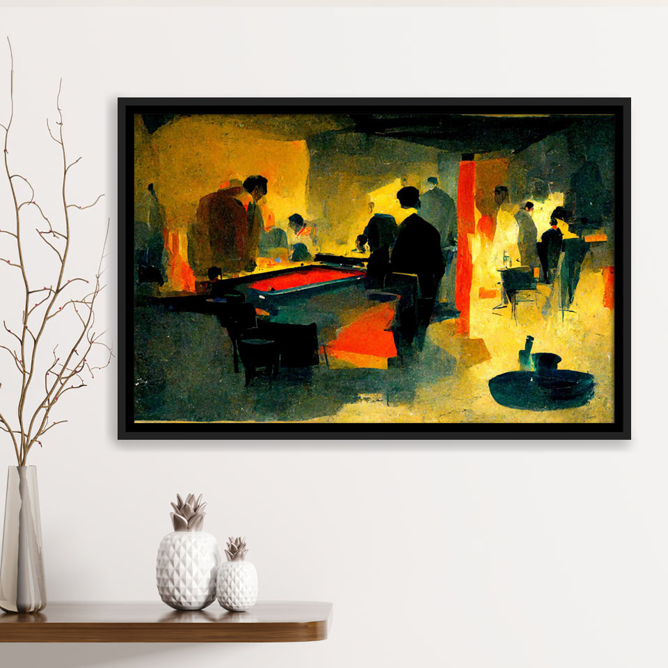 Abstract Vintage Billiards Player Room Framed Canvas Prints Wall Art - Painting Canvas,Framed Picture,Home Art Wall Decor