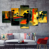 Abstract Vintage Billiards Player Room 5 Piece Multi Panels Canvas Prints Wall Art - Painting Canvas,Wall Decor