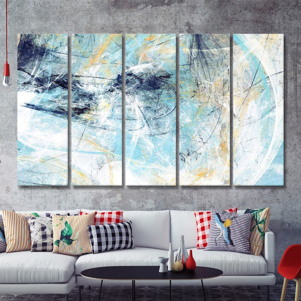 Abstraction Dynamic Painting Texture 5 Pieces Canvas Prints Wall Art - Painting Canvas, Multi Panels, Wall Decor