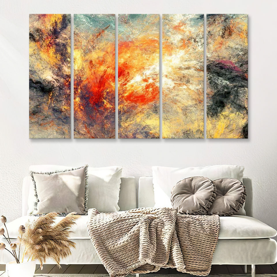 Abstraction Multicolor Dynamic 5 Pieces Canvas Prints Wall Art - Painting Canvas, Multi Panels, Wall Decor