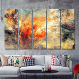Abstraction Multicolor Dynamic 5 Pieces Canvas Prints Wall Art - Painting Canvas, Multi Panels, Wall Decor