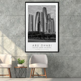 Abu Dhabi United Arab Emirates Black And White Art Framed Canvas Prints Wall Art Home Decor, Floating Frame