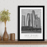 Abu Dhabi United Arab Emirates Black And White Art Framed Canvas Prints Wall Art Home Decor, Floating Frame