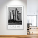 Abu Dhabi United Arab Emirates Black And White Art Framed Canvas Prints Wall Art Home Decor, Floating Frame