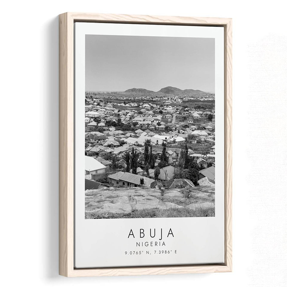 Abuja Nigeria Black And White Art Framed Canvas Prints Wall Art Home Decor, Floating Frame
