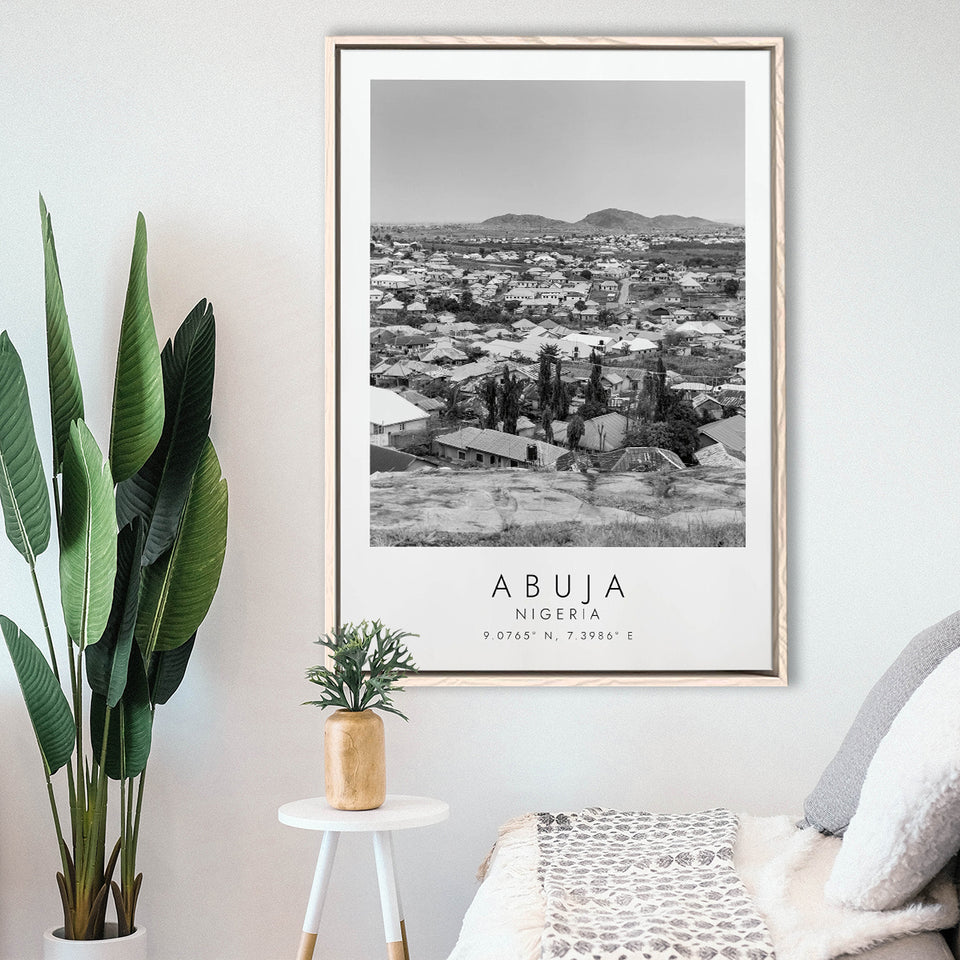 Abuja Nigeria Black And White Art Framed Canvas Prints Wall Art Home Decor, Floating Frame