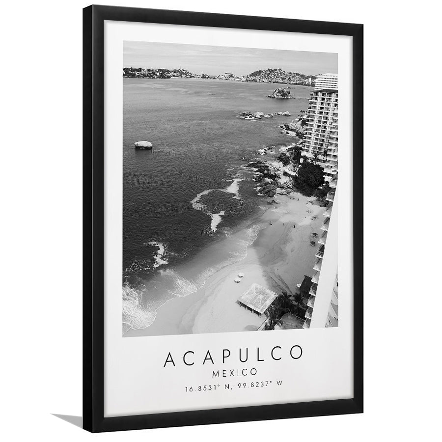 Acapulco Mexico Black And White Art Framed Art Prints Wall Art Decor, Framed Picture