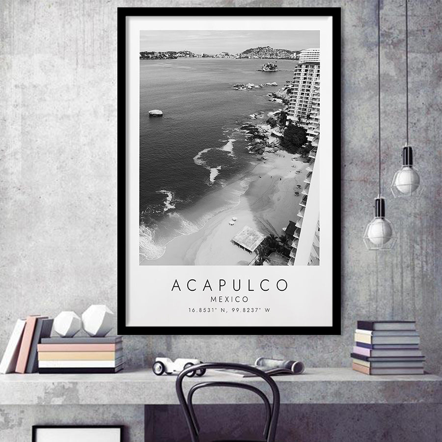 Acapulco Mexico Black And White Art Framed Art Prints Wall Art Decor, Framed Picture