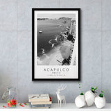 Acapulco Mexico Black And White Art Framed Canvas Prints Wall Art Home Decor, Floating Frame