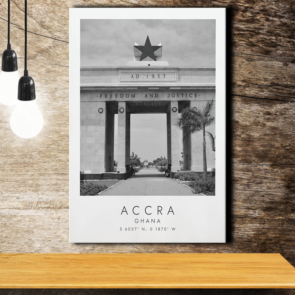 Accra Ghana Black And White Art Canvas Prints Wall Art Home Decor