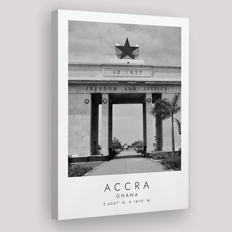 Accra Ghana Black And White Art Canvas Prints Wall Art Home Decor