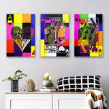 Ace - King - Queen Of Hearts Art Set of 3 Piece Canvas Prints Wall Art Decor