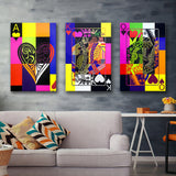 Ace - King - Queen Of Hearts Art Set of 3 Piece Canvas Prints Wall Art Decor