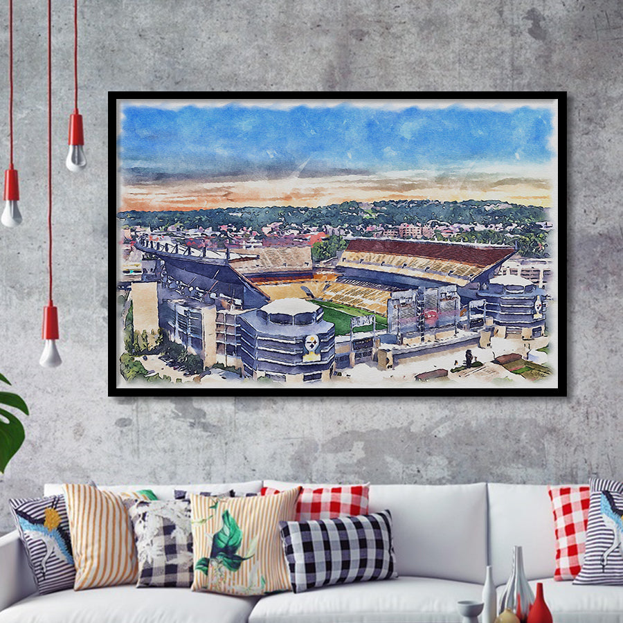 Acrisure Stadium Steelers Stadium Watercolor, Sport Prints Fan Gift, Framed Art Prints Wall Art Decor