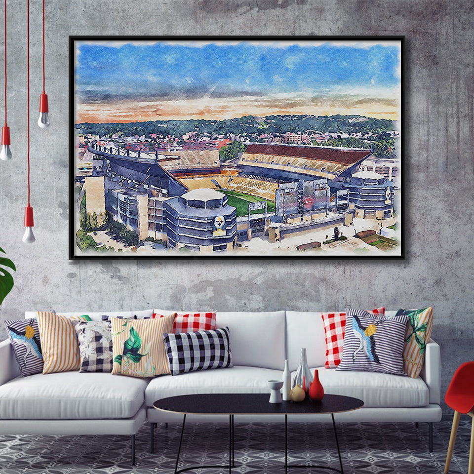 Acrisure Stadium Steelers Stadium Watercolor, Sport Art Prints Fan Gift, Framed Canvas Prints Wall Art Decor