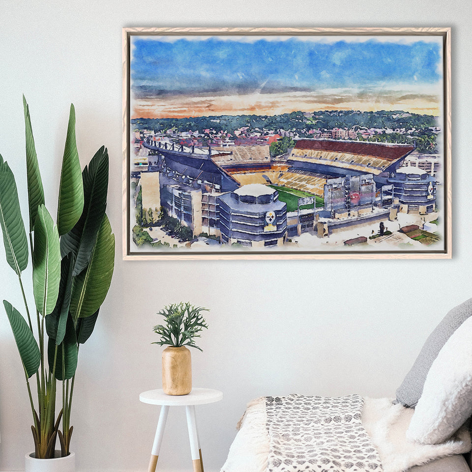 Acrisure Stadium Steelers Stadium Watercolor, Sport Art Prints Fan Gift, Framed Canvas Prints Wall Art Decor