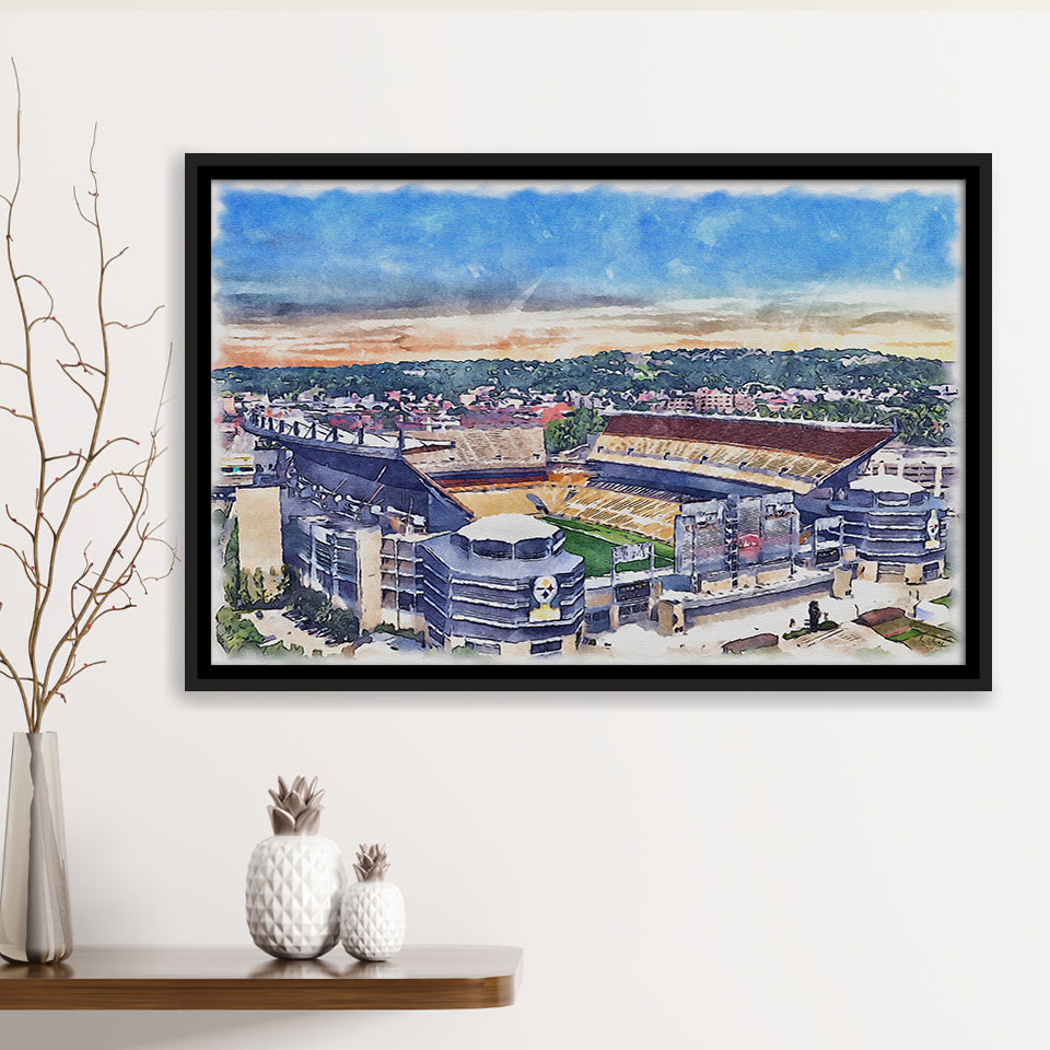 Acrisure Stadium Steelers Stadium Watercolor, Sport Art Prints Fan Gift, Framed Canvas Prints Wall Art Decor